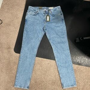 All Saints Rex 34 W blue jeans slim fit button fly new with tags